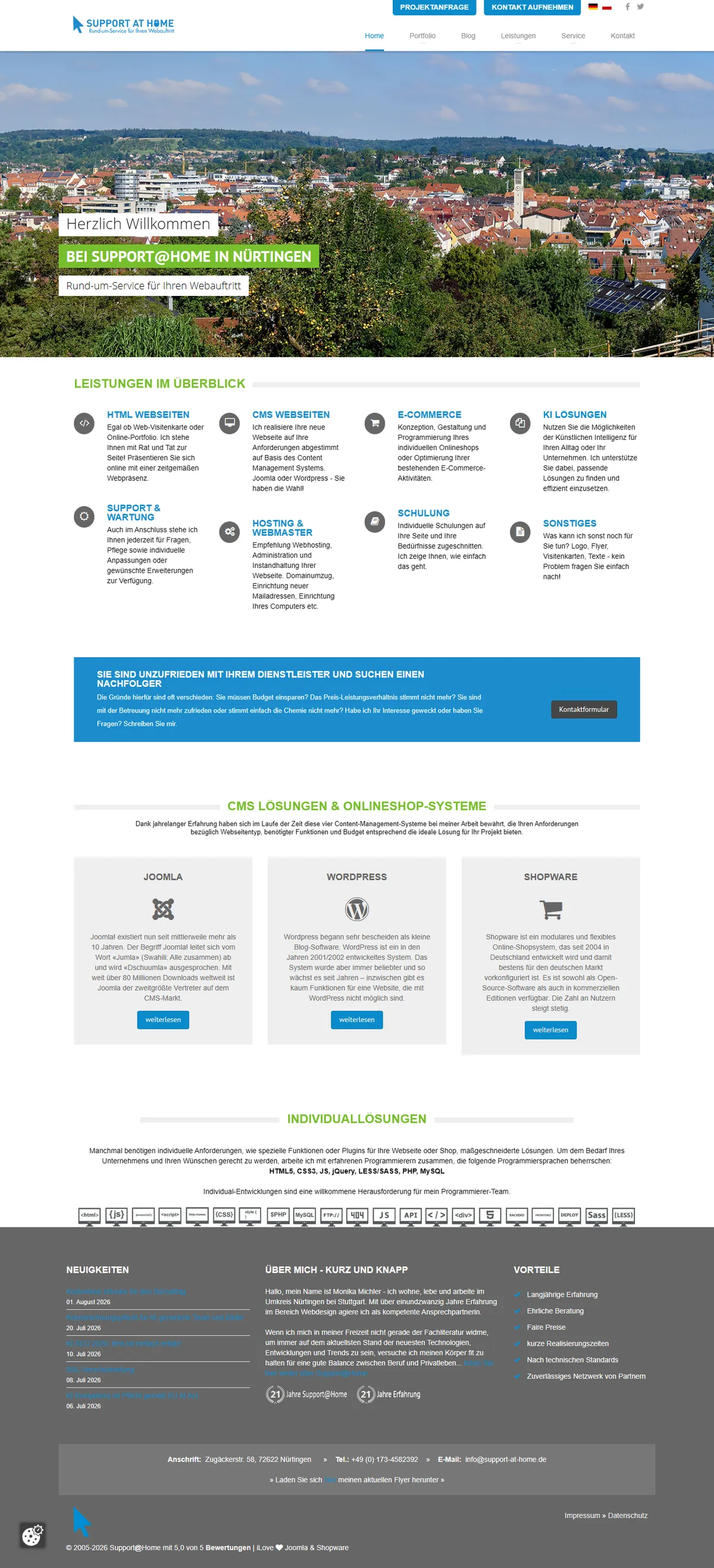 Alte Startseite von support-at-home.de (Joomla 3)